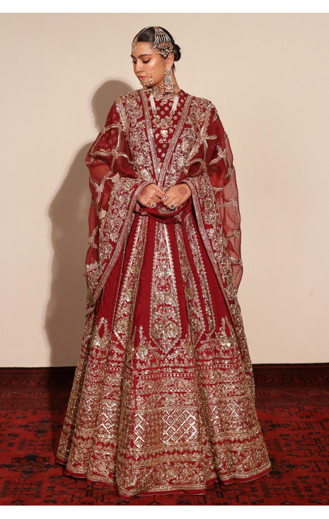Deep Red Bridal Lehnga Choli 